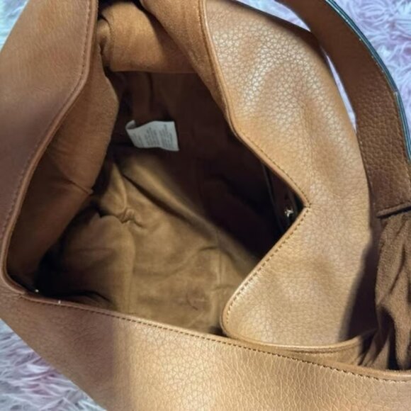 Steve Madden Hobo Bag Brown Faux Leather Shoulder Bag Zip Pocket - Picture 4 of 8